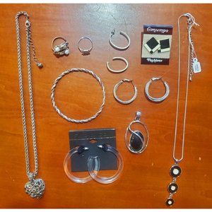Lot of 10 FASHION JEWELRY 2 Necklaces, Bracelet, 4 Earrings, 2 Rings, 1 Pendant